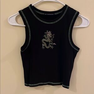 Brandy Melville Black Graphic Crop Tank Top